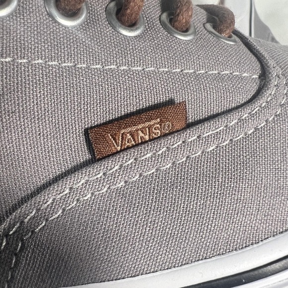 Vans Shoes Mens Size 11 Gray Canvas Brown Leather Low Top Casual Sneakers - Picture 11 of 15